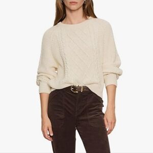 Moshu. Women's Cream Cable Knit Sweater. Size Medium. NWT.